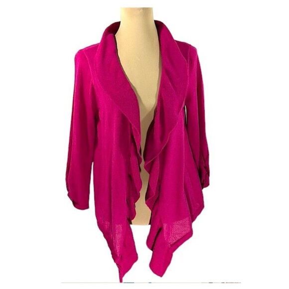 Chico’s Cardigan Size 1 (8) Medium Fuchsia Pink Open Front - Picture 2 of 13